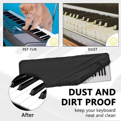 Musiin 61 keys piano keyboard dust cover, compatible with Sequential Prophet-6,Roland Go Piano with Alexa Built-in,KORG Prologue-16,Luxury Chinlon Anti-dust & Scratch-proof, Smooth Touch & Custom Fit