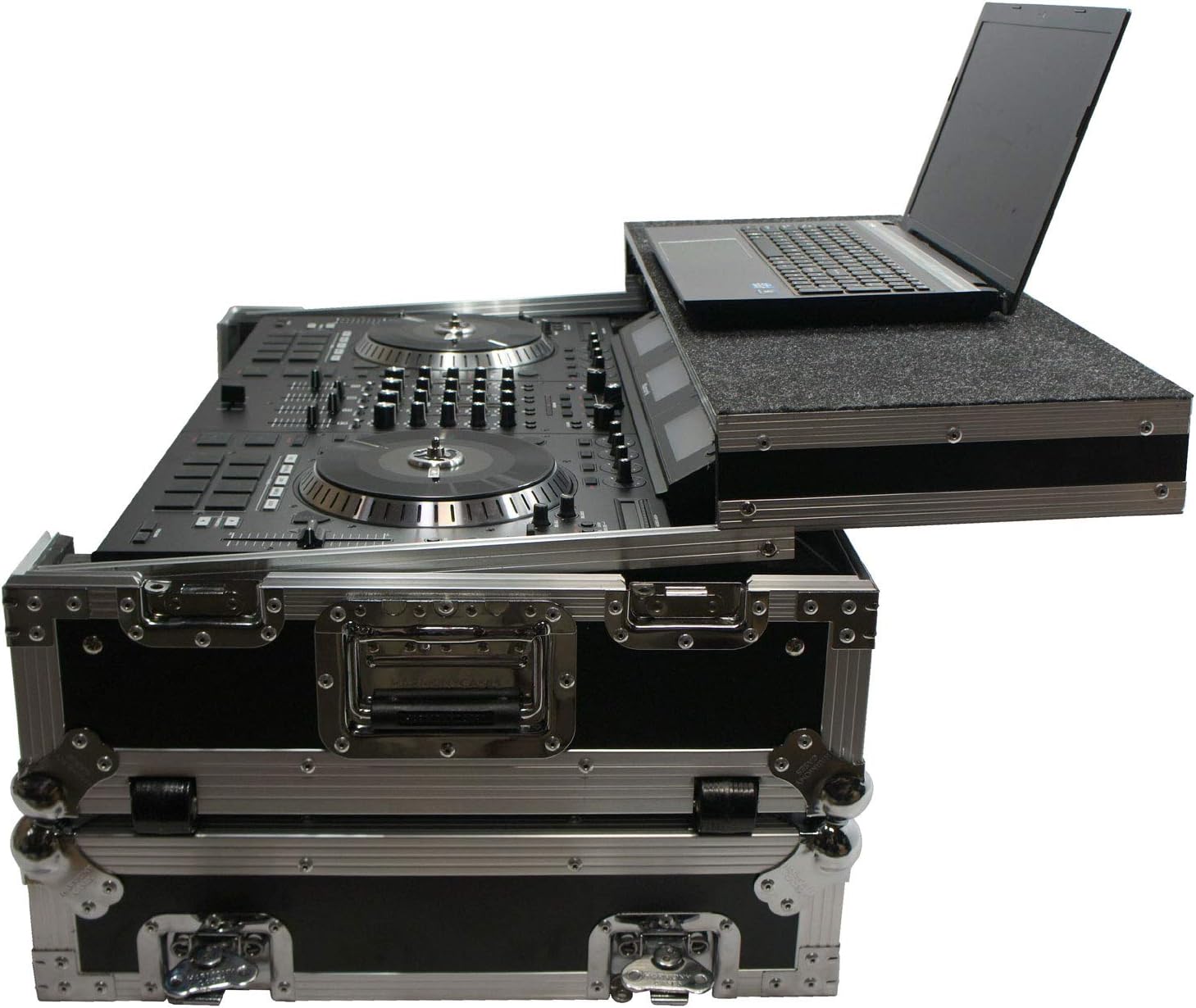 Harmony Audio HCNS7IIWLTTR Flight Glide Laptop Stand Road DJ Custom Case Compatible with Numark NS7III