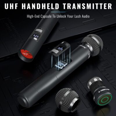 710s9ScemhL. AC SL1500 Phenyx Pro Wireless Microphone System, Quad Channel Wireless Mic, w/ 4×40 UHF Frequencies, Auto Scan, 328ft Long Range, 4 Handheld Dynamic Microphone for Singing, Church, Karaoke (PTU-7000-4H)