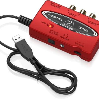 Behringer UFO202-BK USB Audio Interface Vinyl Recording Bundle, Black