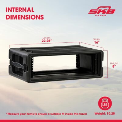 711Mt Ap8pL. AC SL1500 SKB Shallow Rack 3U – Roto-Molded for Durability & Impact Resistance, Waterproof & Stackable Design, with Twist Latches & Rubber Feet – Ideal for Secure Equipment Storage & Transport, Black