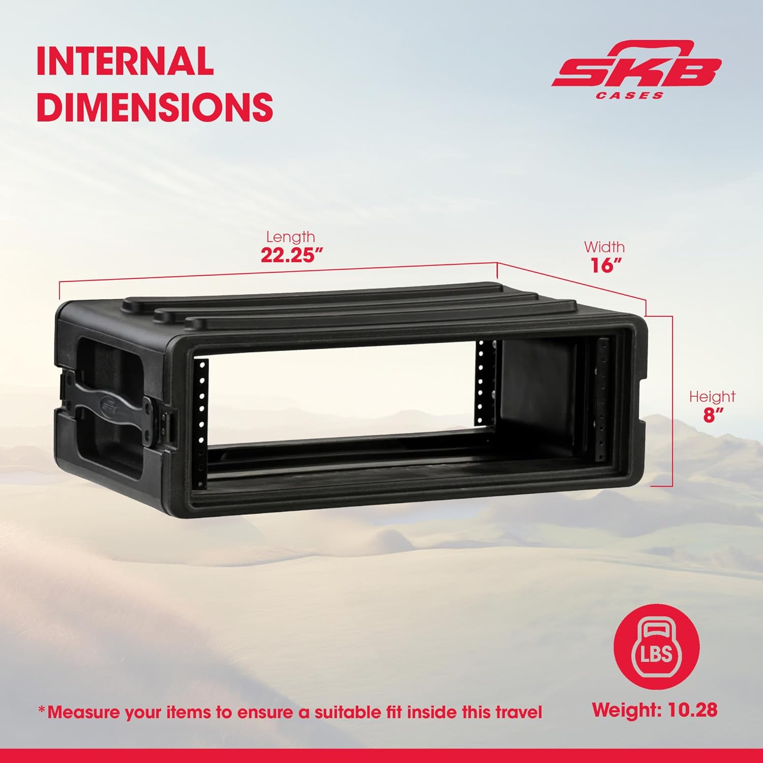 SKB Shallow Rack 3U – Roto-Molded for Durability & Impact Resistance, Waterproof & Stackable Design, with Twist Latches & Rubber Feet – Ideal for Secure Equipment Storage & Transport, Black
