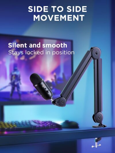711sFLrxaoL. AC SL1500 InnoGear Mic Boom Arm Microphone Stand Cable Management for Blue Yeti FIFINE AM8 K669B HyperX QuadCast S SoloCast AT2020 Shure SM7B MV7 and Other Microphone