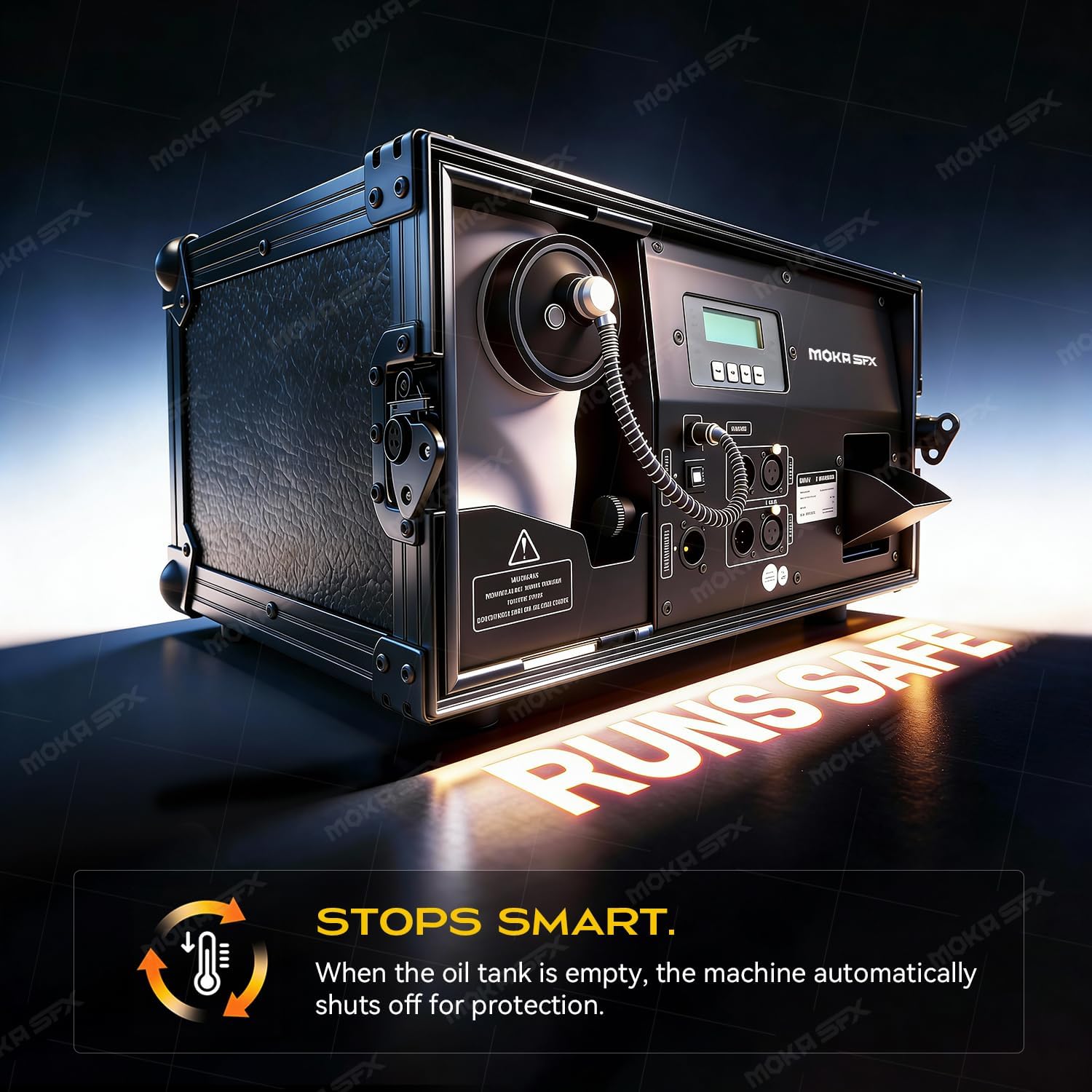 Moka Water-Based Hazer 1200W Silent Professional Haze Machine with DMX, Remote Control, Timer & Flight Case for DJ, Stage, Theater, Nightclub, Wedding, Church, Concert & Live Events (Hazer)