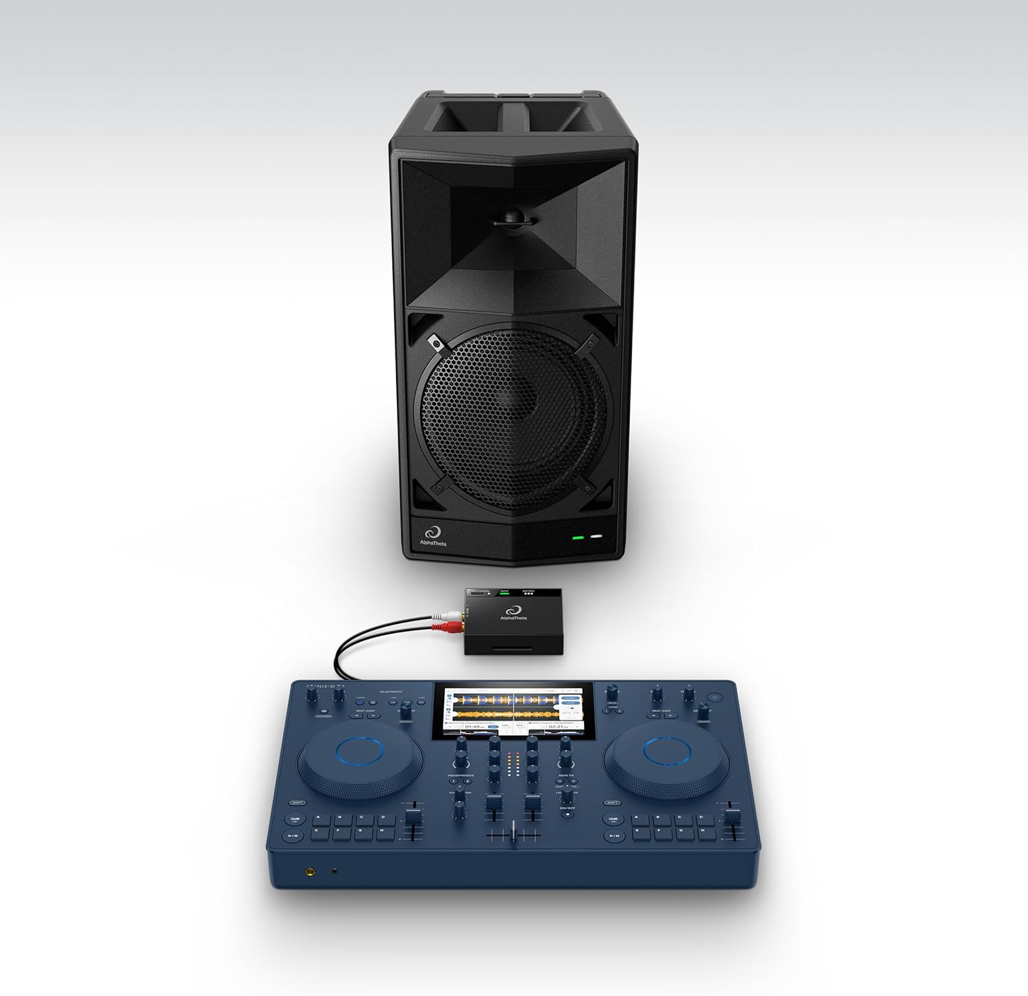 AlphaTheta Wave‑Eight Battery‑Powered Party Speaker for DJs & Performers – Portable Bluetooth Event Speaker with Ultra‑Low‑Latency Wireless Audio, High‑Output Sound, Built‑in Battery