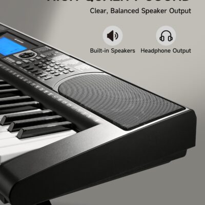 715PwtD19RL. AC SL1500 Donner 61 Key Keyboard Piano, Electric Piano Keyboard Set with Lighted Keys, LCD Display, 300 Tones & 256 Rhythms, Z-Stand, Bench, Learning Modes, Complete Kit for Beginners, Black(DEK-630)
