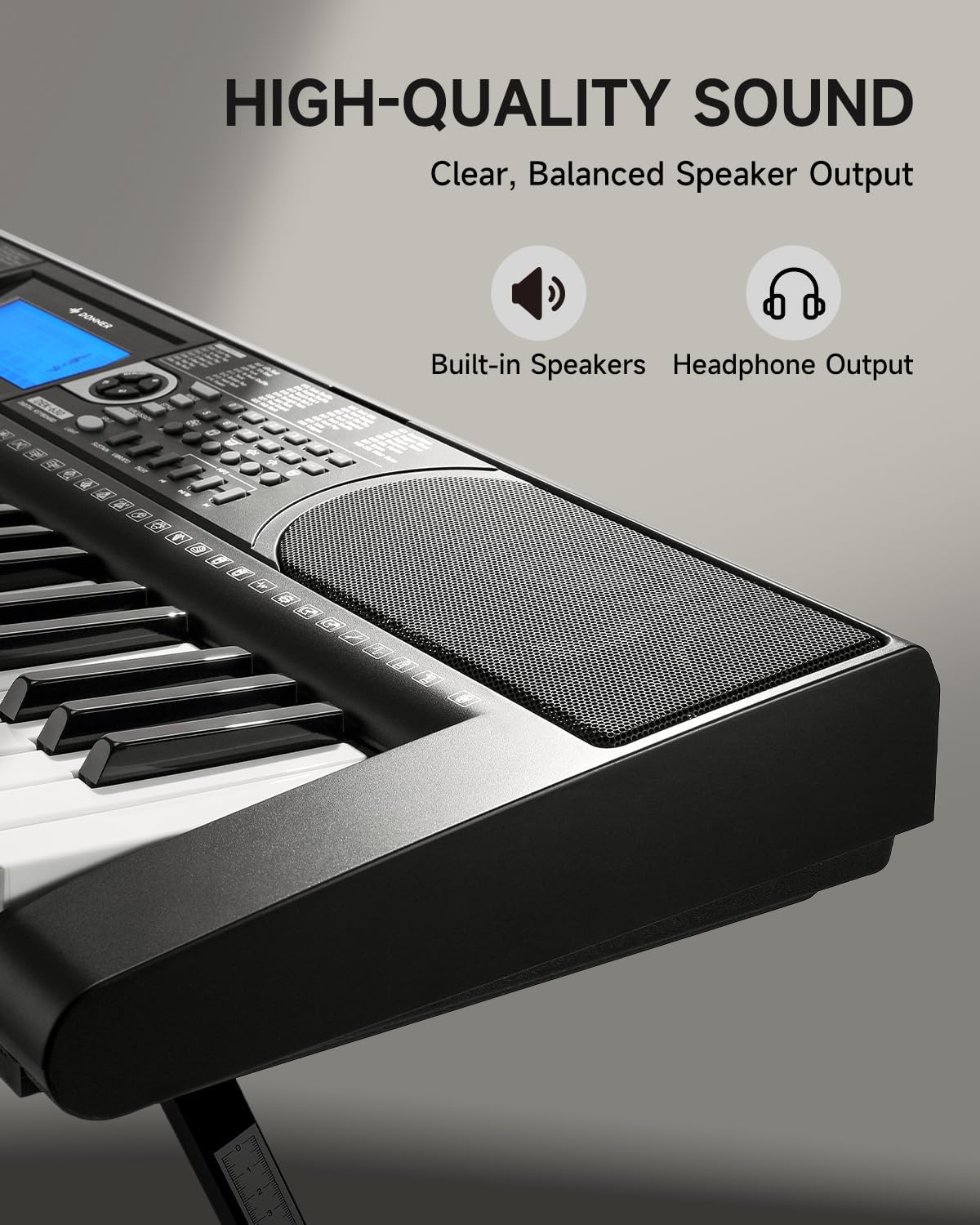 Donner 61 Key Keyboard Piano, Electric Piano Keyboard Set with Lighted Keys, LCD Display, 300 Tones & 256 Rhythms, Z-Stand, Bench, Learning Modes, Complete Kit for Beginners, Black(DEK-630)
