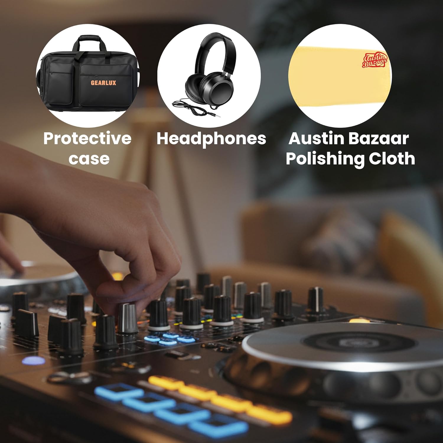 Pioneer XDJ-RR 2-Channel All-in-One DJ System – Black Bundle with Case, Headphones, and Austin Bazaar Polishing Cloth