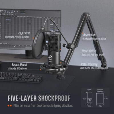 7164COpxafL. AC SL1500 FIFINE Studio Condenser USB Microphone Computer PC Microphone Kit with Adjustable Boom Arm Stand Shock Mount for Instruments Voice Overs Recording Podcasting YouTube Vocal Gaming Streaming-T669