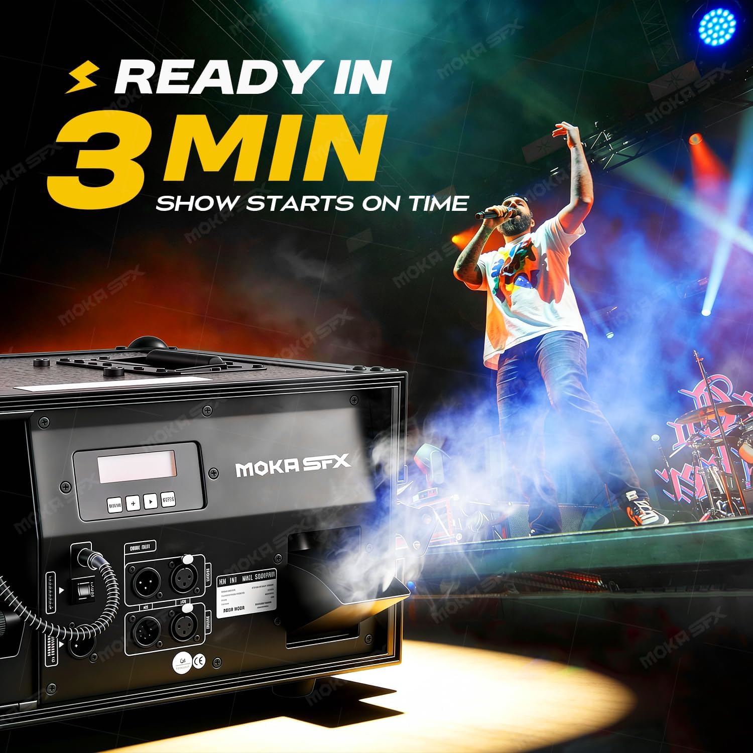 Moka Water-Based Hazer 1200W Silent Professional Haze Machine with DMX, Remote Control, Timer & Flight Case for DJ, Stage, Theater, Nightclub, Wedding, Church, Concert & Live Events (Hazer)