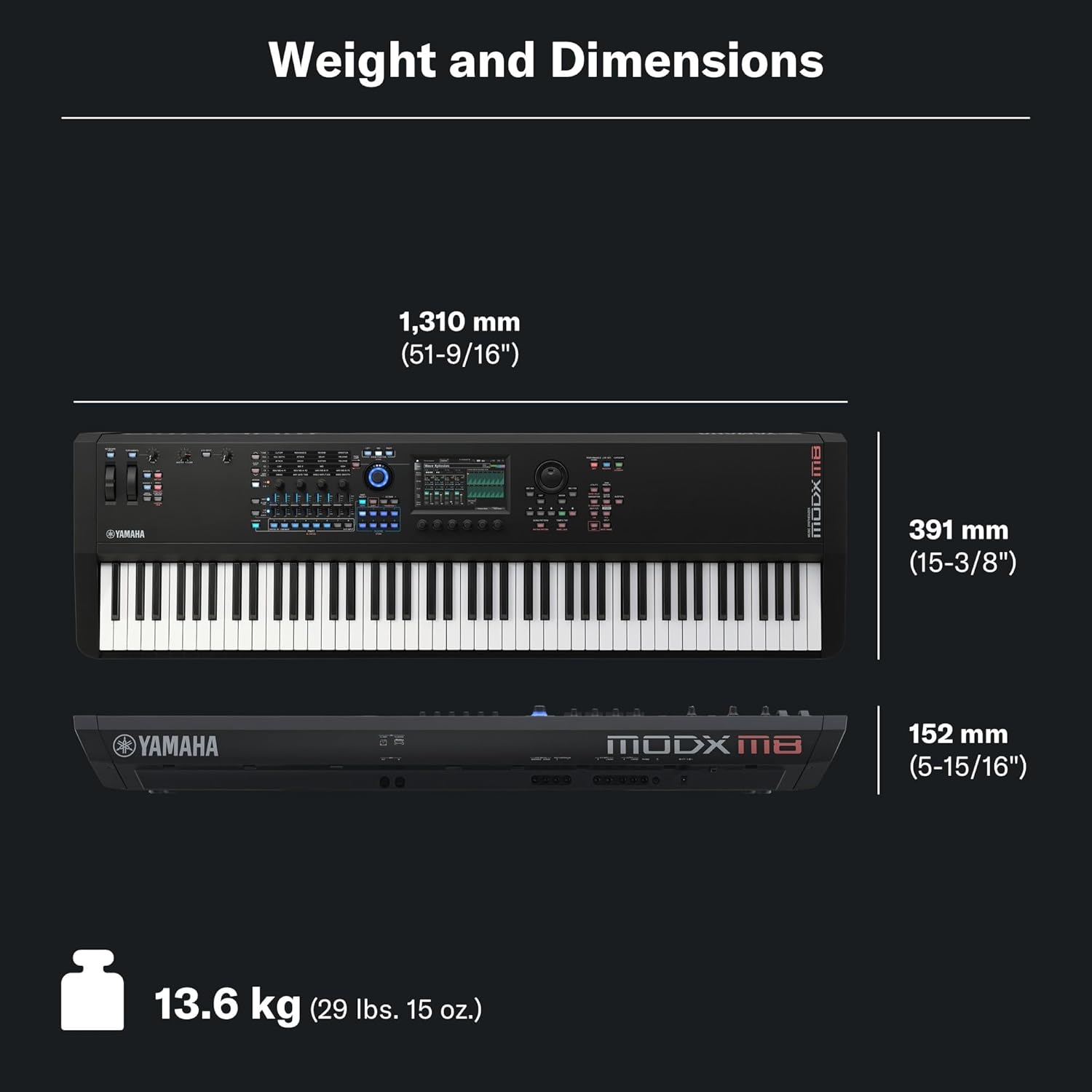 Yamaha 88-Key Music Synthesizer, Graded Hammer Action, Realistic Feel, Performance Focused for Next Generation Sound Exploration, Expressive Control and Optimized Workflow MODX M8