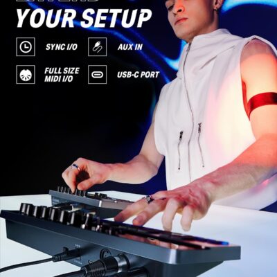 716ssbhd8fL. AC SL1500 Analog Bass Synthesizer and Sequencer, Donner Essential B1 with Intuitive User Interface, 128 Patterns Memory, Saturation & Delay Effects, Make for Classic Acid Sound