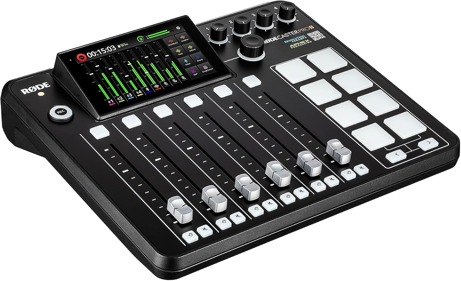 RODE RODECaster Pro II + RODECaster Video All-in-One Production Console + 64GB Micro SD Memory Card + 4x 10 Foot XLR + 2x USB-C + 4x 1/4 TRS + Cable Ties + Fiber Cloth (Bundle)