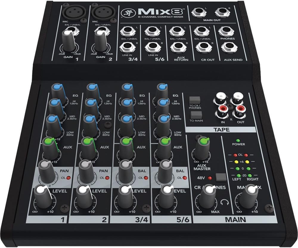 Mackie Mix Series Mix8 8-Channel Mixer, Black