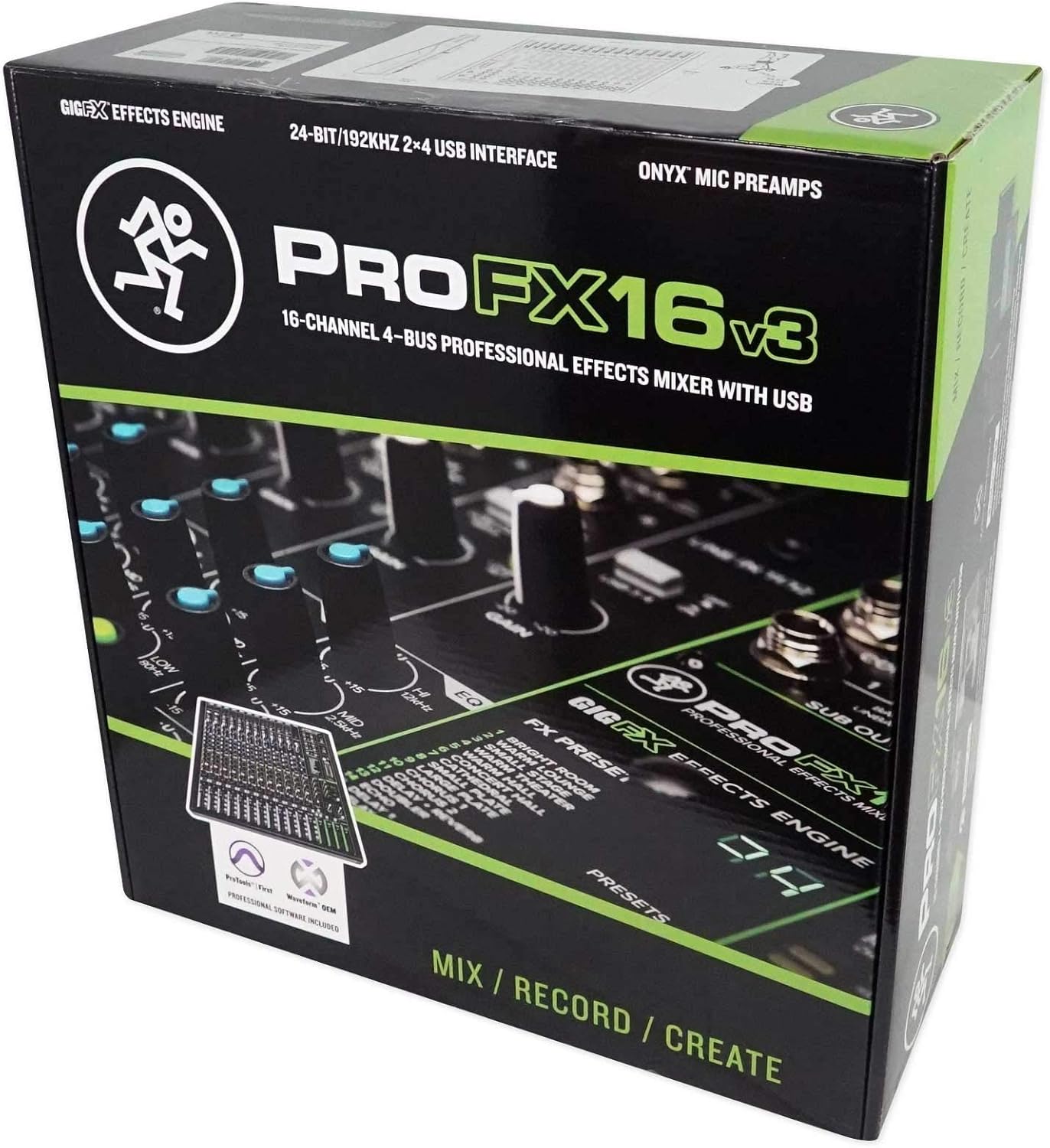 Audiosavings Bundle: Mackie ProFX16v3 16-Channel 4-Bus Professional Effects Mixer w/USB ProFX16v3 Bundle with Rockville MBP2220 22×20 Pro Mixer Bag & Thick Foam+Semi-Hard+6 Padded Dividers (2 Items)