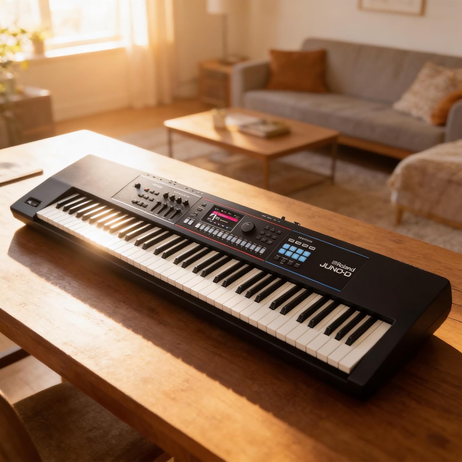 Roland JUNO-D8 Synthesizer Bundle with Adjustable Stand, Bench, Sustain Pedal, Cover, Austin Bazaar Instructional Video, and Polishing Cloth