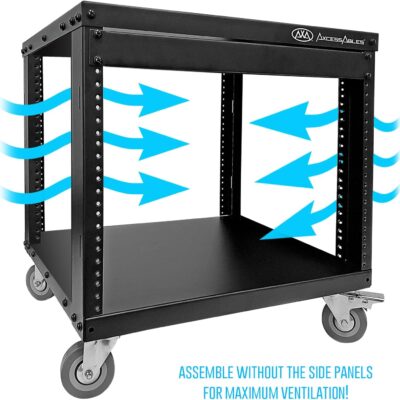 719f6bZ9cKL. AC SL1500 AxcessAbles 8U 19 Homelab Server Rack | 550-LB Capacity | Open Frame with Removable Side Panels | Rolling Rack Cabinet w/Locking 3 Casters | Network, AV & Studio Gear | Includes 5mm & 6mm Screws