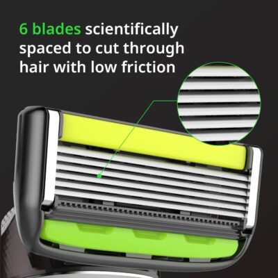 DORCO Pace 6 Pro – Six Blade Razor System with Trimmer – 12 Pack Refill (No Handle)