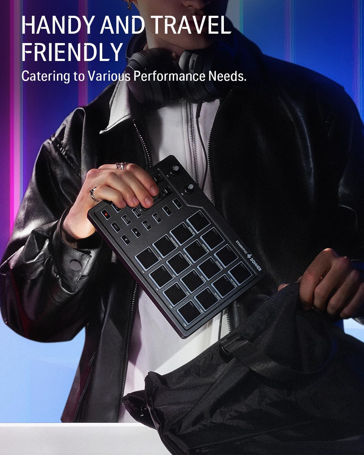 Donner MIDI Pad Beat Maker Machine Professional, Drum Machine with 16 Beat Pads, 2 Assignable Fader & Knobs and Music Production Software, USB MIDI Controller with 40 Courses, STARRYPAD