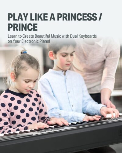 Donner Keyboard Piano, 61 Key Piano Keyboard for Beginner/Professional, Electric Keyboard Kit with 249 Voices, 249 Rhythms – Includes Music Stand, Microphone, Black (DEK-610S)