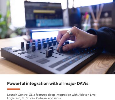 71ErvGImcBL. AC SL1500 1781403160 1508 Novation Launch Control XL 3 – USB Powered, MIDI Control Surface and Mixer for DAW and Hardware Integration with 8 Faders, 24 Endless Encoders, 5-Pin MIDI I/O, and Music Software Bundle