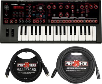 Roland JD-XI 37-Key Interactive Analog or Digital Crossover Synthesizer (Black) Bundle with XLR Cable and 2 x MIDI Cable (4 Items)