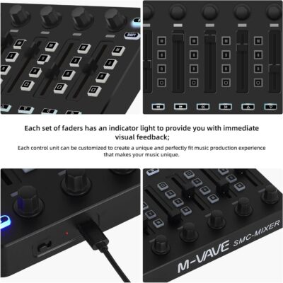 Wireless Midi Controller Mixer, Bluetooth Semi Weighted Professional dynamic keybed 8 Knobs and Music Production,Software Included (Black Mixer)