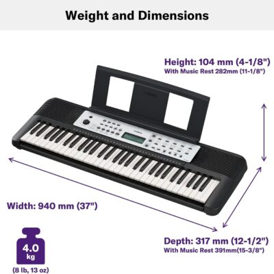 71IBNeW OkL. AC SL1500 Yamaha 61-Key Portable Keyboard for Beginners with Built-In Songs, Quiz Mode, Music Rest, with Power Adapter YPT280