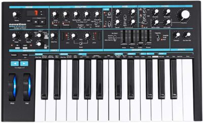 Novation BASS STATION II Bundle: 25-Key Monophonic MIDI USB Analog Keyboard Synthesizer, ATH-M40x Closed-Back Dynamic Studio Monitor Headphones, 2-items
