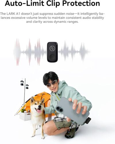 Hollyland Lark A1 Wireless Mini Microphone for iPhone & Android, 48kHz/24-bit, 3-Level Intelligent Noise Cancel, Microphone for YouTube, Podcast, Vlogging (Black, 2TX + 2RX + Charging Case)