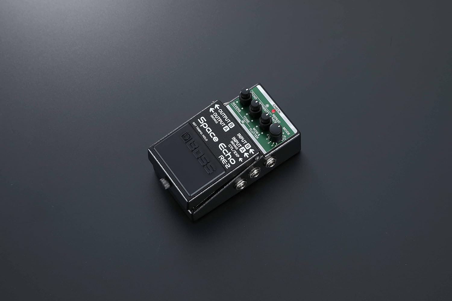 Boss RE-2 Space Echo Delay and Reverb Effects Bundle with Gearlux Power Supply, Instrument Cable, Patch Cable, and Picks