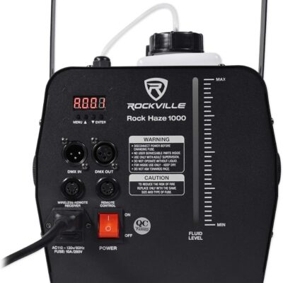Rockville Rockhaze 1000 CFM DMX Hazer Machine, Water Based, 2 Remotes, Fluid Seal, Quiet Fan, Fast Setup, Perfect for Large Venues, DJ, Live Shows