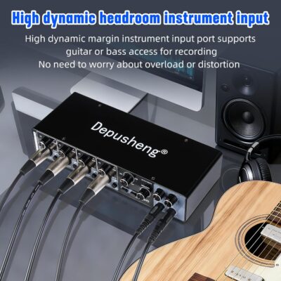 71NiBNQUmSL. AC SL1500 Depusheng USB Audio Interface with ASIO Drivers, 24Bit 192Khz, Phantom Power +48v, Low Latency for Home Studio Recording, PC/MAC Compatible (4 CHANNEL)