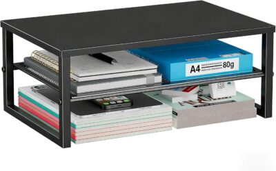 71PCAExcjQL. AC SL1500 Ekisemio 2-Tier Computer Monitor Stand Riser, Desk Organizer for Monitor, Black