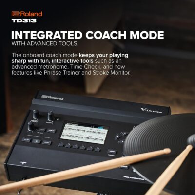 Roland TD313 V-Drums | Compact 3 Series V-Drum Kit | V31 Sound Module | Advanced Sound Technology | Upgraded Pads & Accurate Cymbal Triggering | Integrated Coach Mode | Expanded I/O Features