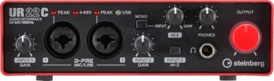Steinberg UR22C 2×2 USB 3.0 Audio Interface with Cubase AI and Cubasis LE, Red