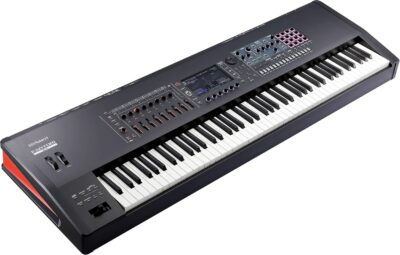 Roland Fantom 8 EX 88-Key Workstation Keyboard Synthesizer Bundle with Adjustable Stand, Sustain Pedal, Online Piano Lessons, Instructional DVD, and Austin Bazaar Polishing Cloth