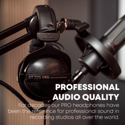 71RPLLQD9LL. AC SL1500 beyerdynamic DT 770 PRO, 80 Ohm, Closed Back, Over Ear, Wired Professional Studio Headphones, Home Recording, Podcast, Monitor, 3m Straight Cable, Black with Limited Edition Black Velour Ear Pads