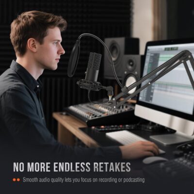 71U EsA4soL. AC SL1500 FIFINE Studio Condenser USB Microphone Computer PC Microphone Kit with Adjustable Boom Arm Stand Shock Mount for Instruments Voice Overs Recording Podcasting YouTube Vocal Gaming Streaming-T669