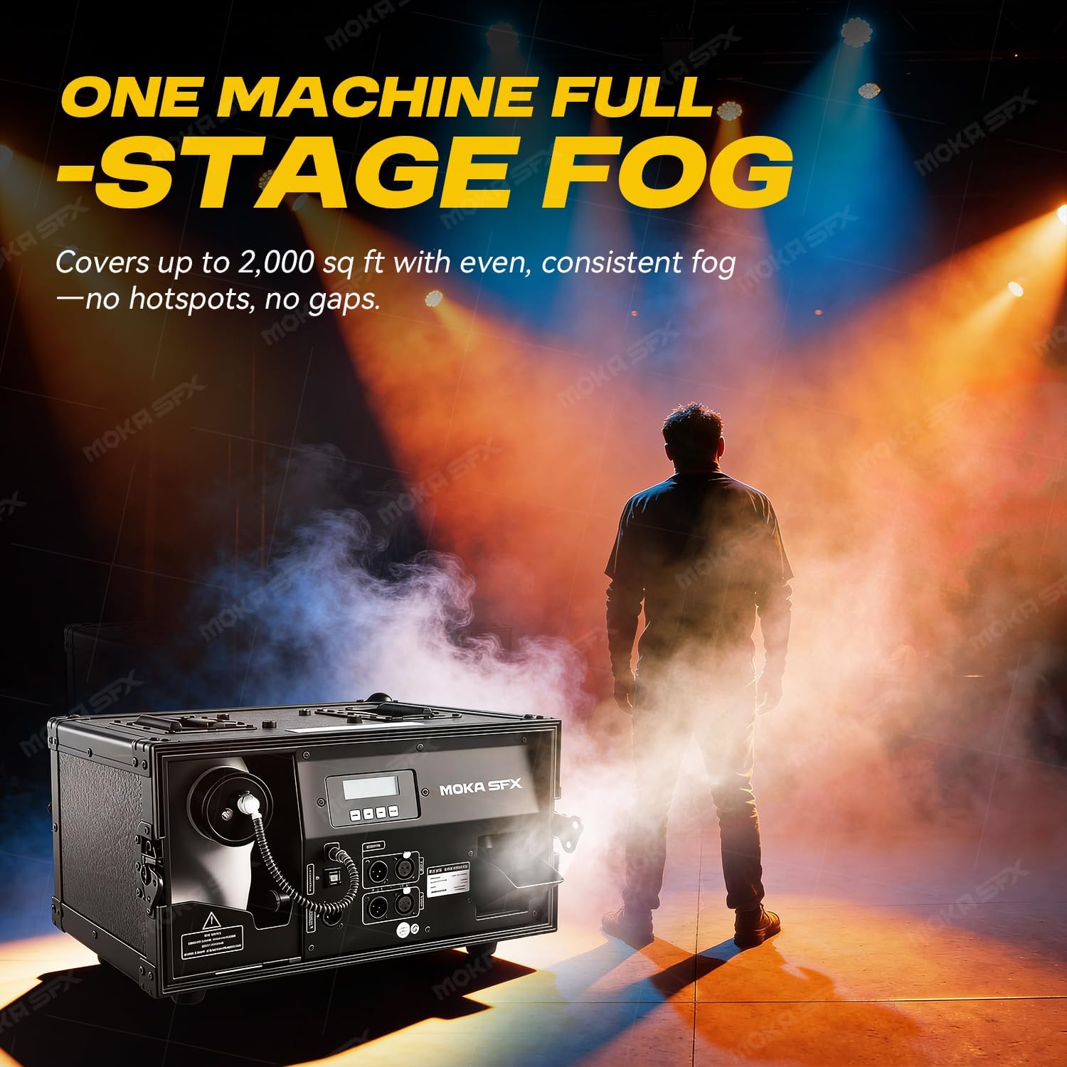 Moka Water-Based Hazer 1200W Silent Professional Haze Machine with DMX, Remote Control, Timer & Flight Case for DJ, Stage, Theater, Nightclub, Wedding, Church, Concert & Live Events (Hazer)