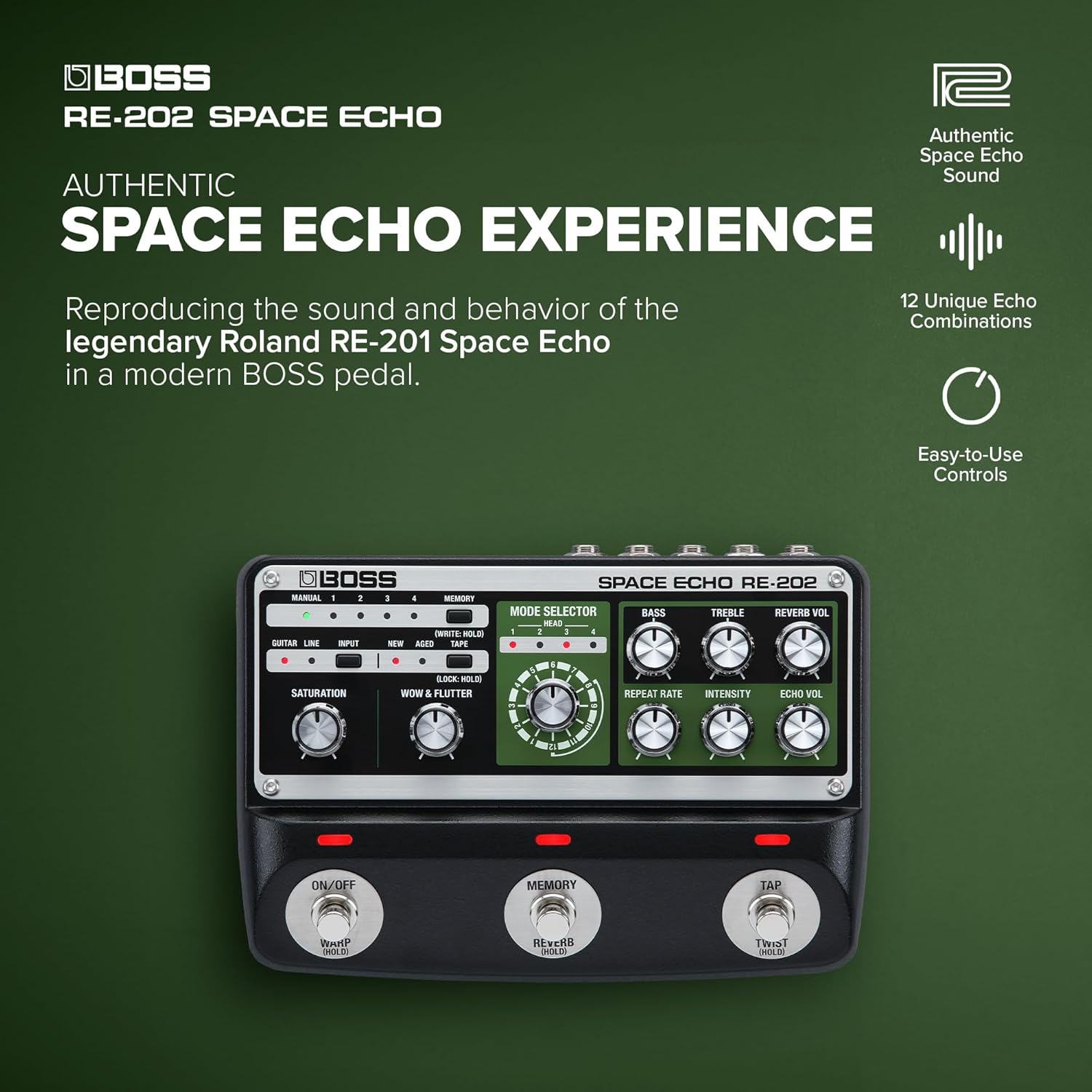 Boss RE-202 Space Echo Digital Delay Guitar Effect Pedal