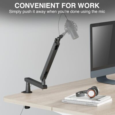 Sensic SA-30 LP Low Profile Microphone Boom Arm, 360° Rotatable Mic Stand, Low Profile Microphone arm for streaming with Cable Management, Professional Mic Arm, Mic Boom Arm Black