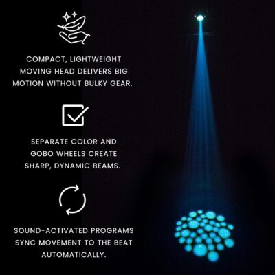 CHAUVET DJ – Intimidator Spot 110 Compact Led Moving Head | Lightweight Design For Mobile Applications | Color & Gobo Wheels For Creative Programming | Sound Activated & Master Slave Shows