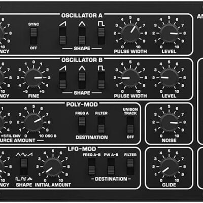 71XrCsxFO0L. AC SL1500 Behringer PRO-800 Classic Analog 8-Voice Polyphonic Synthesizer with 2 VCOs, Classic VCF, Arpeggiator, Sequencer and 400 Program Memories in Eurorack Format