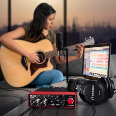 Steinberg UR22C Recording Pack With Mic & Headphones, Red