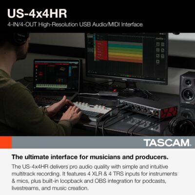 71ZejCOpQKL. AC SL1500 1781100242 9843 Tascam US-4x4HR 4 Mic 4IN/4OUT High Resolution Versatile USB Audio Interface for Recording, Streaming, Podcasting, Songwriting