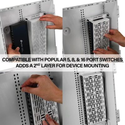 OnQ5-Inch Mounting Plate for On-Q Enclosures – Customizable Accessory for Media Panels, Structured Wiring, and Home Networking – 5 Width x 1.5x Depth – Includes Clips & Cable Mangement – AC1050-EMK