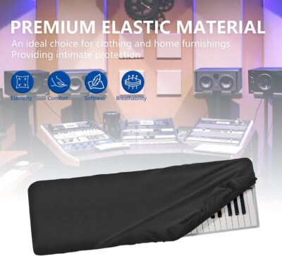 Musiin 61 keys piano keyboard dust cover, compatible with Sequential Prophet-6,Roland Go Piano with Alexa Built-in,KORG Prologue-16,Luxury Chinlon Anti-dust & Scratch-proof, Smooth Touch & Custom Fit