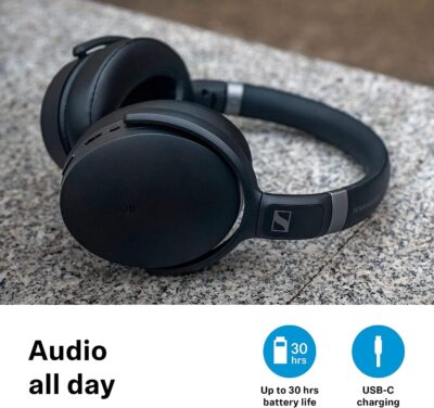 Sennheiser HD 450SE Black Bluetooth 5.0 Wireless Headphone with Alexa Built-in – Active Noise Cancellation, 30-Hour Battery Life, USB-C Fast Charging, Foldable – Black