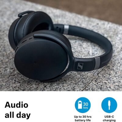 Sennheiser HD 450SE Black Bluetooth 5.0 Wireless Headphone with Alexa Built-in – Active Noise Cancellation, 30-Hour Battery Life, USB-C Fast Charging, Foldable – Black